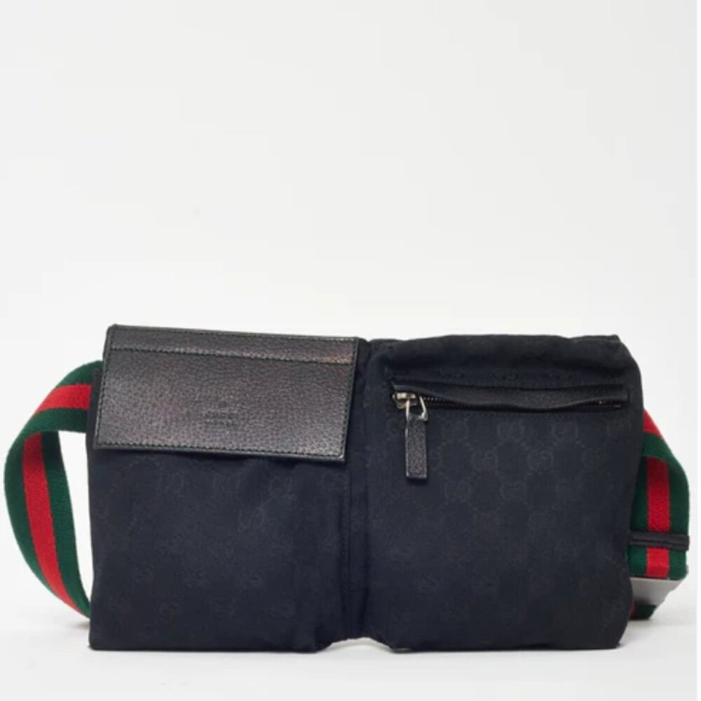 Vintage 90's Gucci GG Canvas Double Pocket Belt Bag